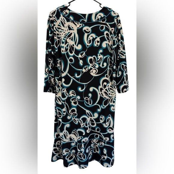 Chico's Black, White, and Teal Swirl Dress - Picture 2 of 6